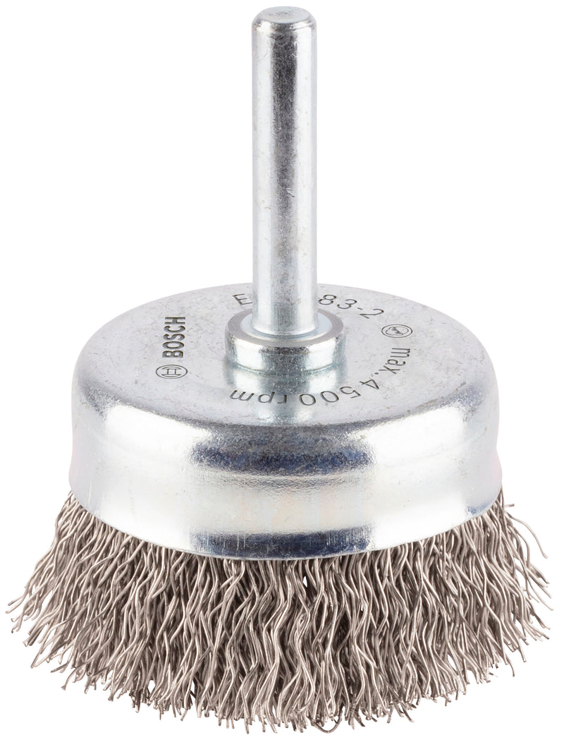 Bosch 6mm Shank Cup Brush 50mm, Crimped, Inox