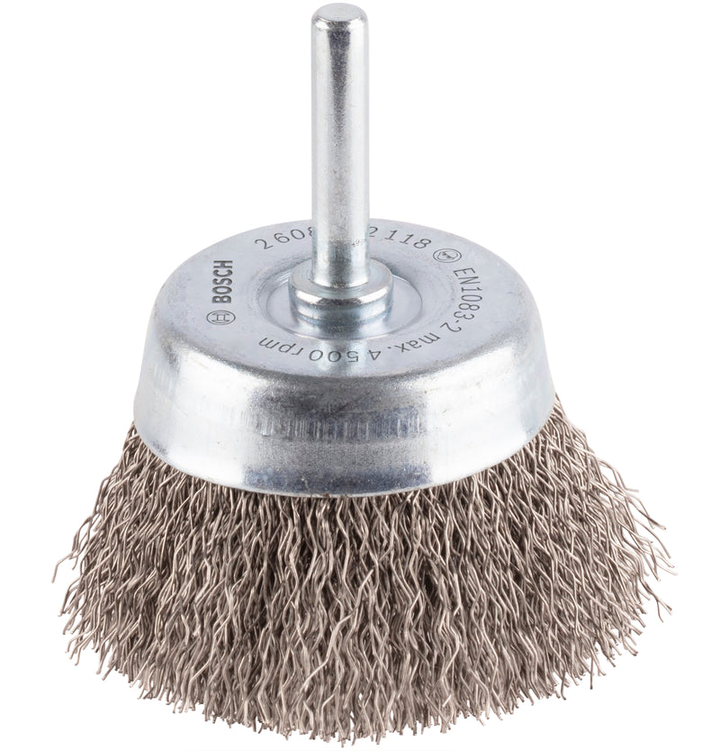Bosch 6mm Shank Cup Brush 60mm, Crimped, Inox