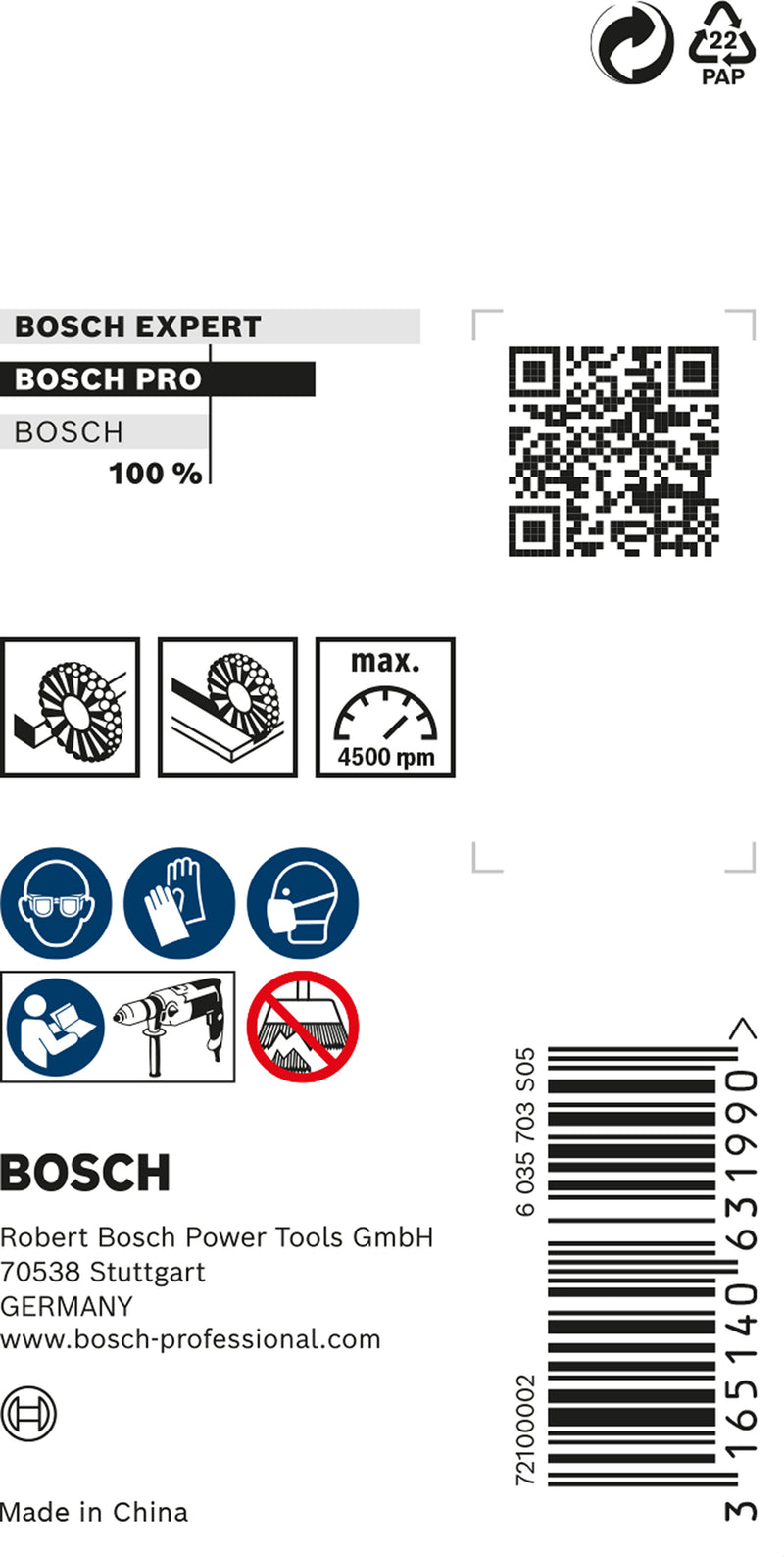 Bosch 6mm Shank Wire Wheel 30mm, Crimped, Inox