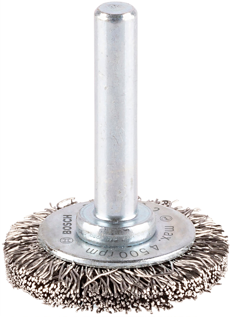 Bosch 6mm Shank Wire Wheel 30mm, Crimped, Inox