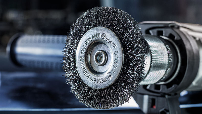 Bosch 6mm Shank Wire Wheel 50mm, Crimped, Inox