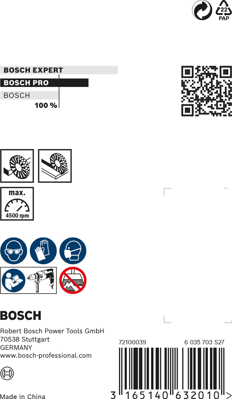 Bosch 6mm Shank Wire Wheel 70mm, Crimped, Inox