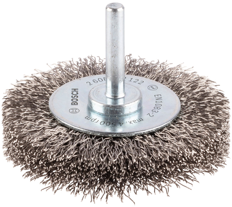 Bosch 6mm Shank Wire Wheel 70mm, Crimped, Inox
