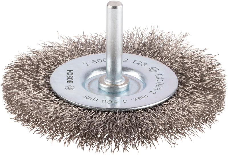 Bosch 6mm Shank Wire Wheel 80mm, Crimped, Inox