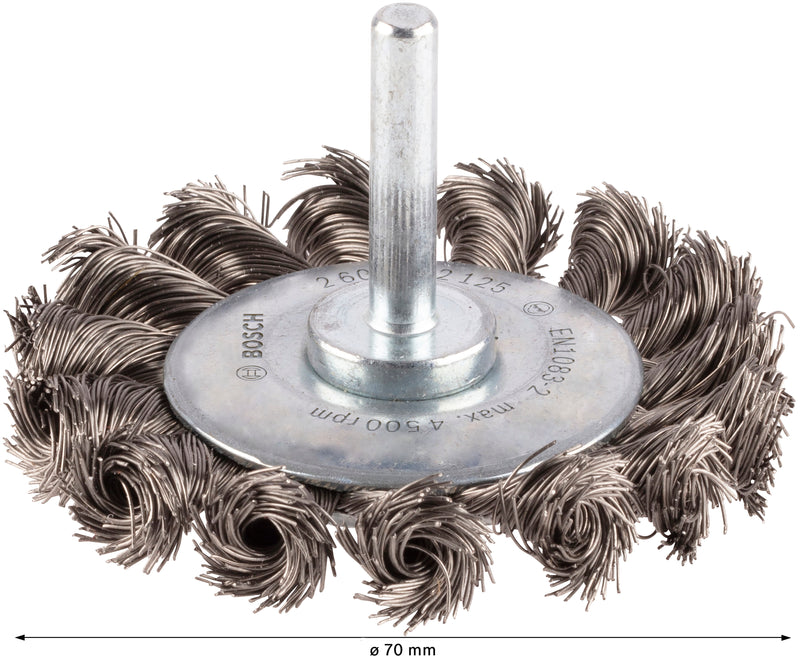 Bosch 6mm Shank Wire Wheel 70mm Knotted Inox