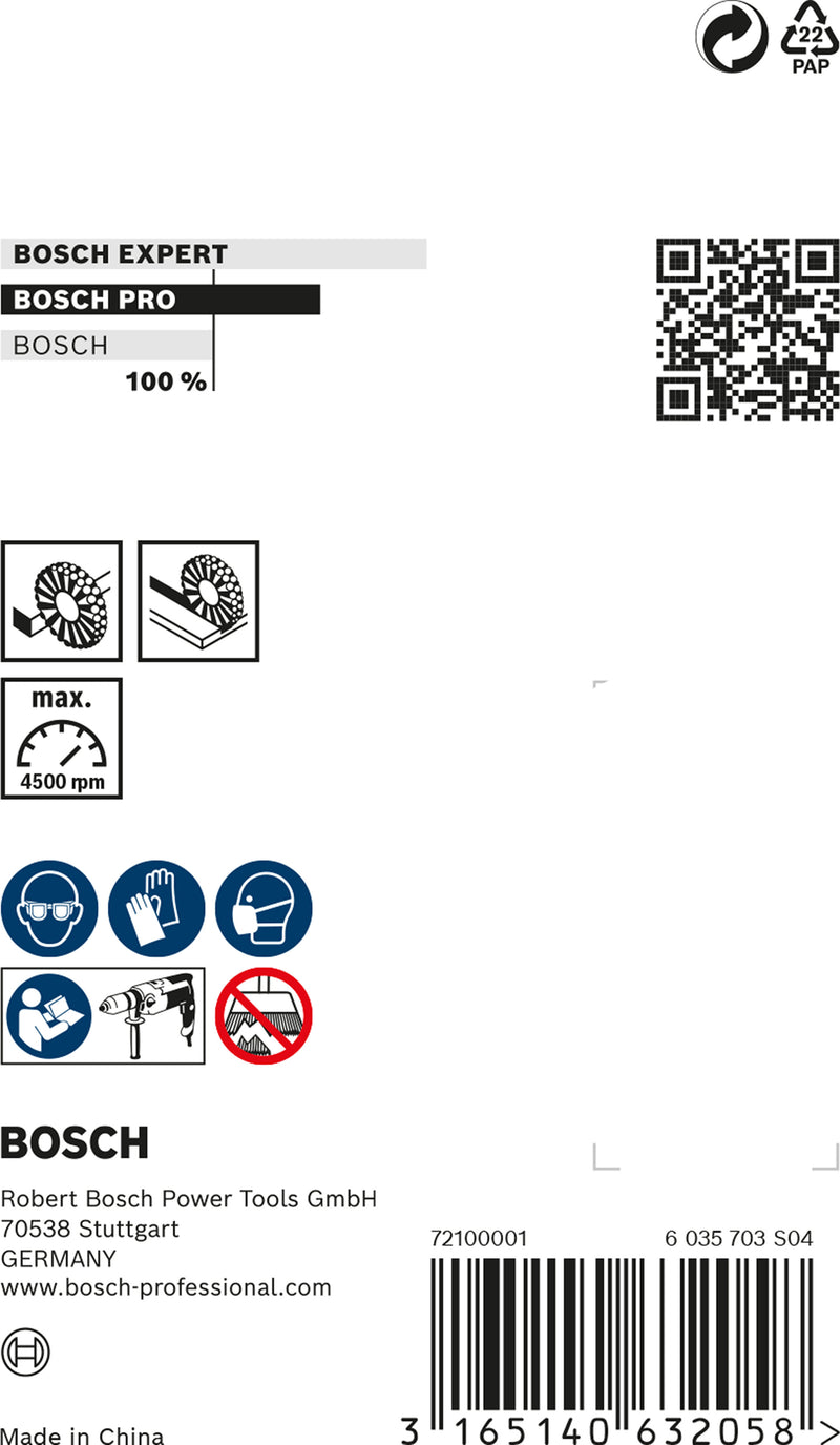 Bosch 6mm Shank Wire Wheel 70mm Knotted Inox