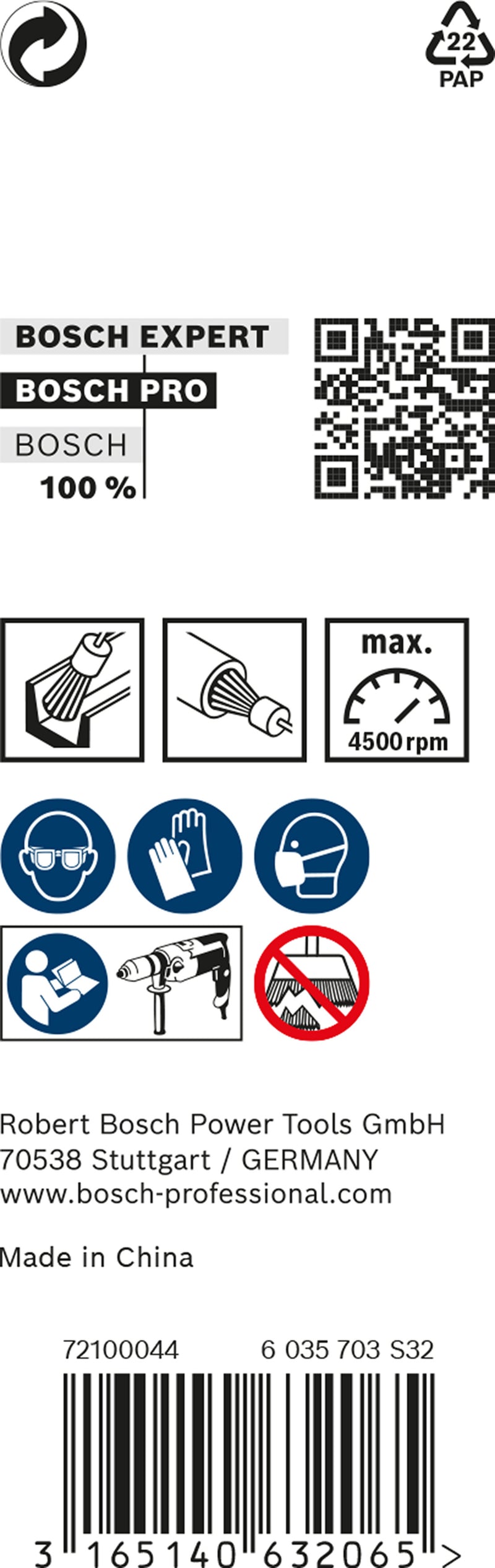 Bosch 6mm Shank Pencil Brush 15mm Crimped Inox