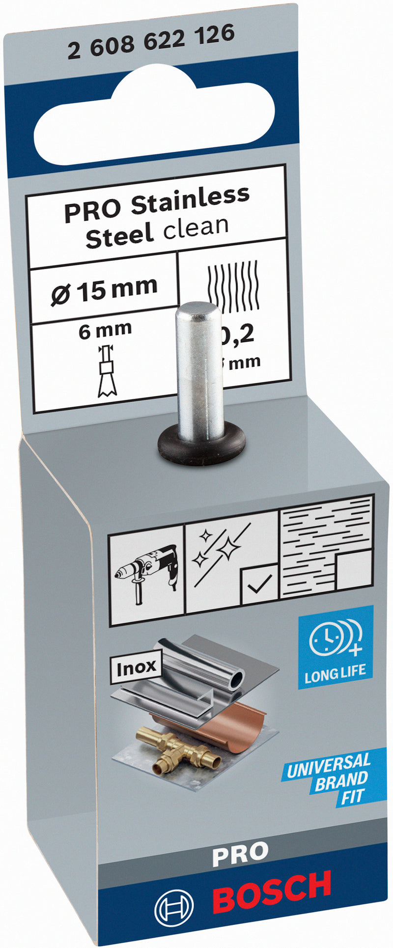 Bosch 6mm Shank Pencil Brush 15mm Crimped Inox