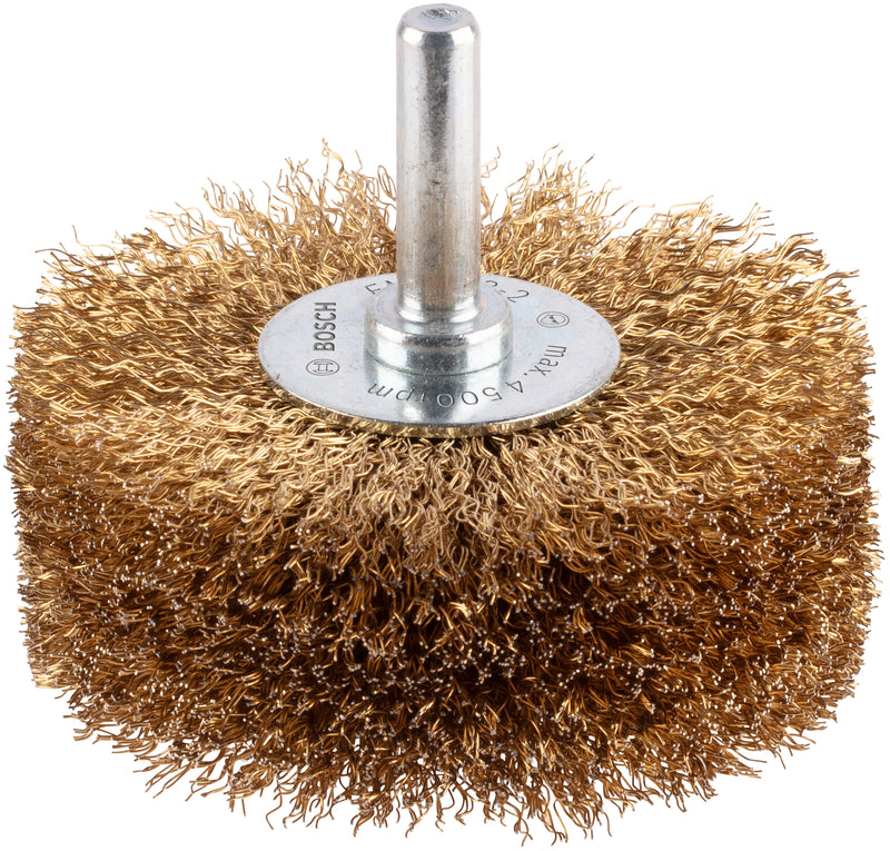 Bosch 6mm Shank Wire Wheel 80mm, Crimped,Brass