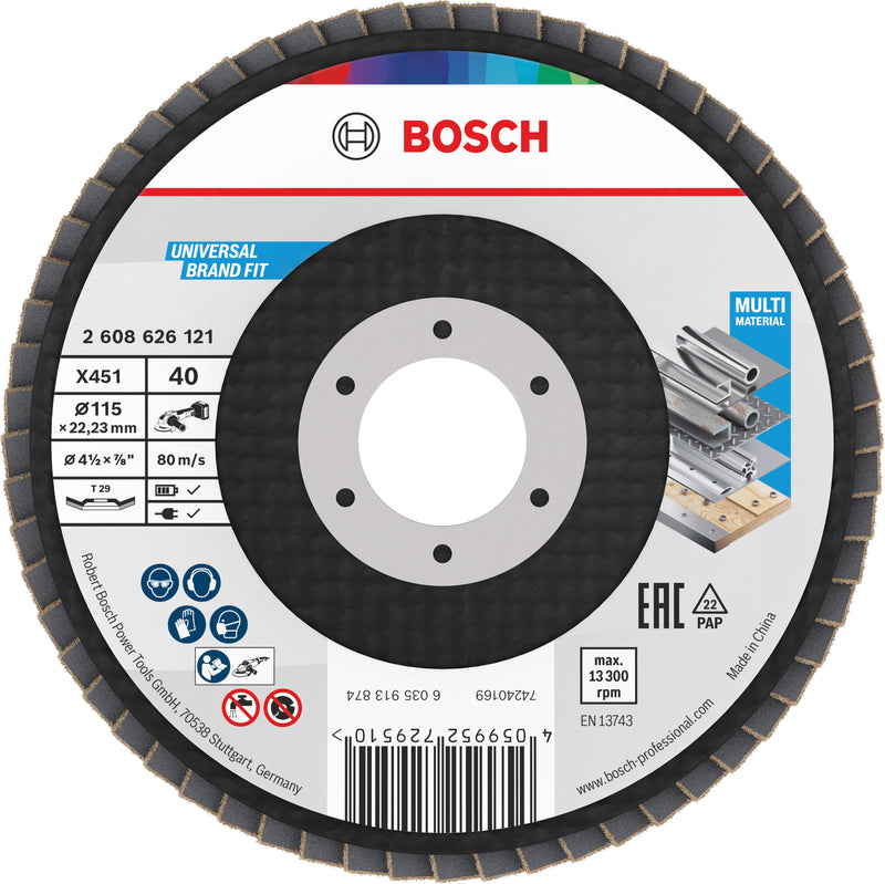 Discos de lamelas Bosch Accessories (Discos de lamelas X451, 115 x 22,23 mm, G40, T29, 60 unid)