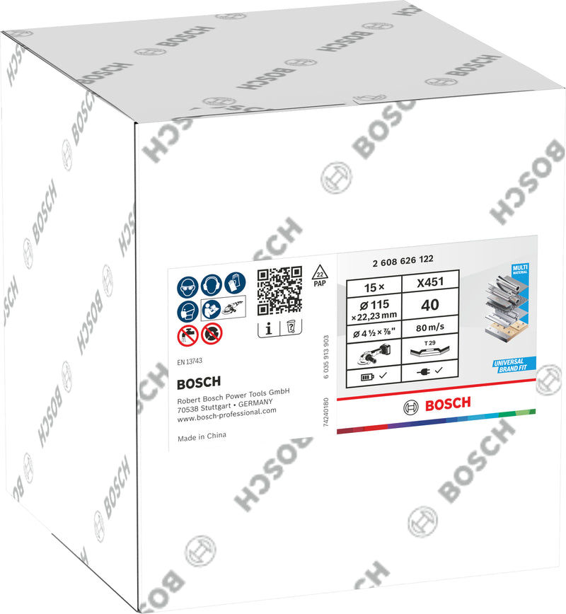 Discos de lamelas Bosch Accessories (Discos de lamelas X451, 115 x 22,23 mm, G40, T29, 15 unid)