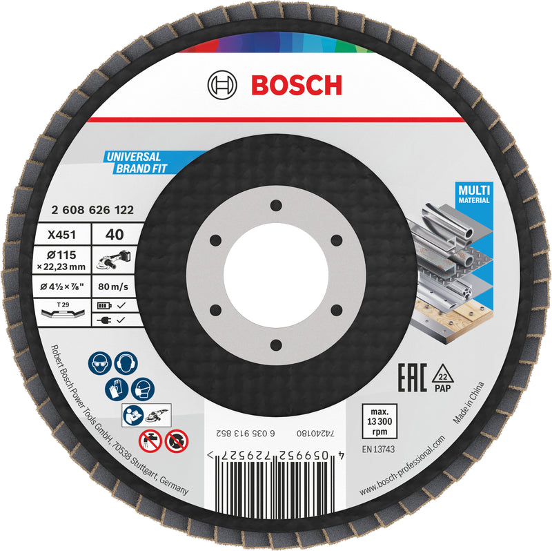 Discos de lamelas Bosch Accessories (Discos de lamelas X451, 115 x 22,23 mm, G40, T29, 15 unid)