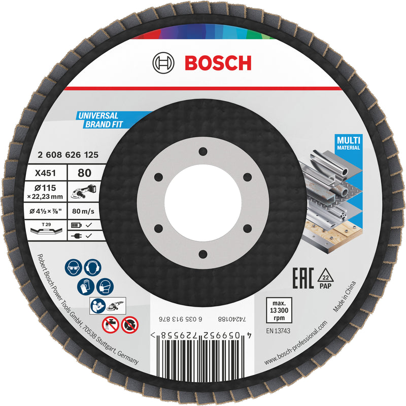 Discos de lamelas Bosch Accessories (Discos de lamelas X451, 115 x 22,23 mm, G80, T29, 60 unid)