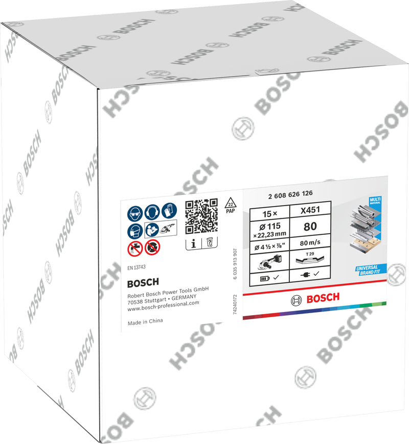 Discos de láminas Bosch Accessories (discos de láminas X451, 115 x 22,23 mm, G80, T29, 15 uds.)