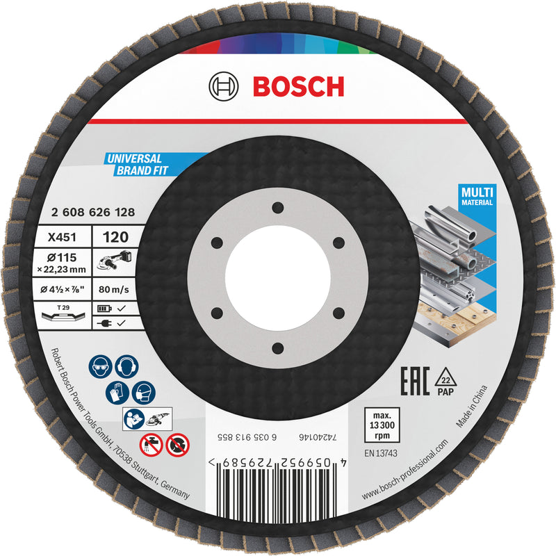 Discos de lamelas Bosch Accessories (Discos de lamelas X451, 115 x 22,23 mm, G120, T29, 15 unid)