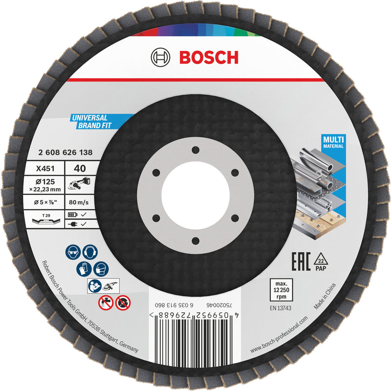 Discos de lamelas Bosch Accessories (Discos de lamelas X451, 125 x 22,23 mm, G40, T29, 15 unid)