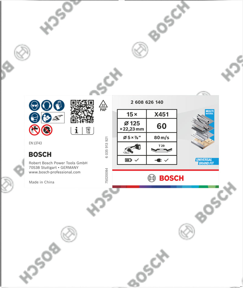 Discos de láminas Bosch Accessories (discos de láminas X451, 125 x 22,23 mm, G60, T29, 15 uds.)