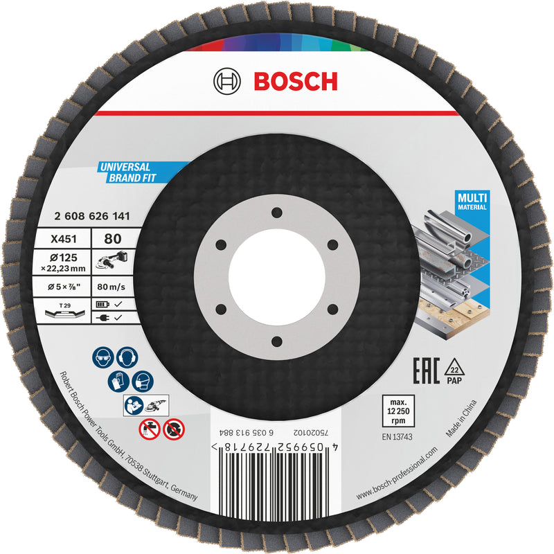 Discos de lamelas Bosch Accessories (Discos de lamelas X451, 125 x 22,23 mm, G80, T29, 60 unid)