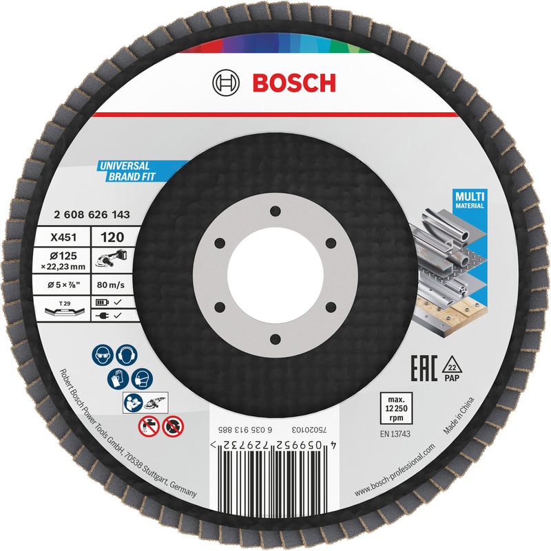 Discos de lamelas Bosch Accessories (Discos de lamelas X451, 125 x 22,23 mm, G120, T29, 60 unid)