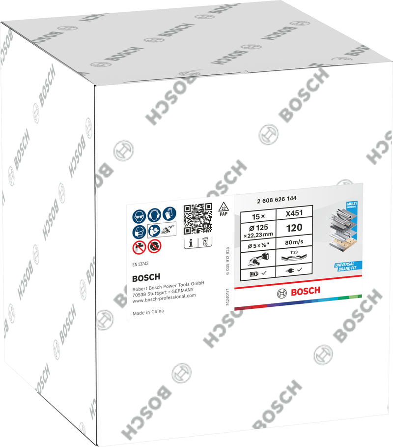 Discos de láminas Bosch Accessories (discos de láminas X451, 125 x 22,23 mm, G120, T29, 15 uds.)