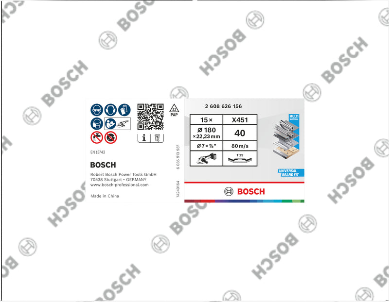 Discos de láminas Bosch Accessories (discos de láminas X451, 180 x 22,23 mm, G40, T29, 15 uds.)