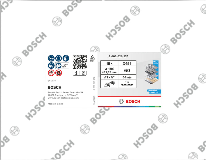 Discos de láminas Bosch Accessories (discos de láminas X451, 180 x 22,23 mm, G60, T29, 15 uds.)