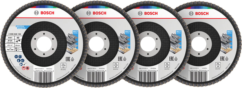 Discos de lamelas, conjunto Bosch Accessories (Conjunto de discos de lamelas X451, 125 x 22,23 mm, G40; 60; 80; 120, T29, 60 pcs)