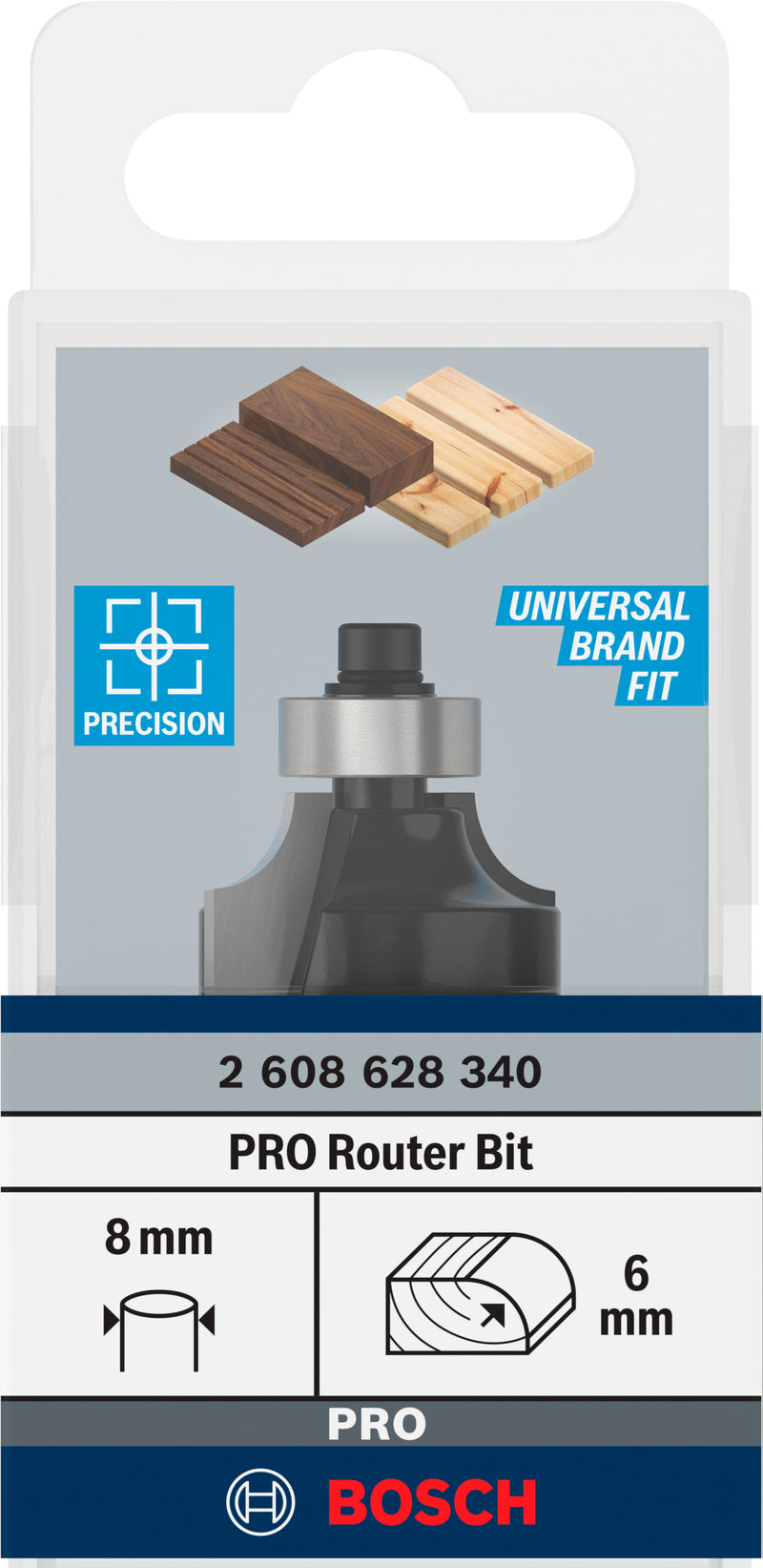 Bosch PRO router rounding cutter, R 6, 8 mm shank