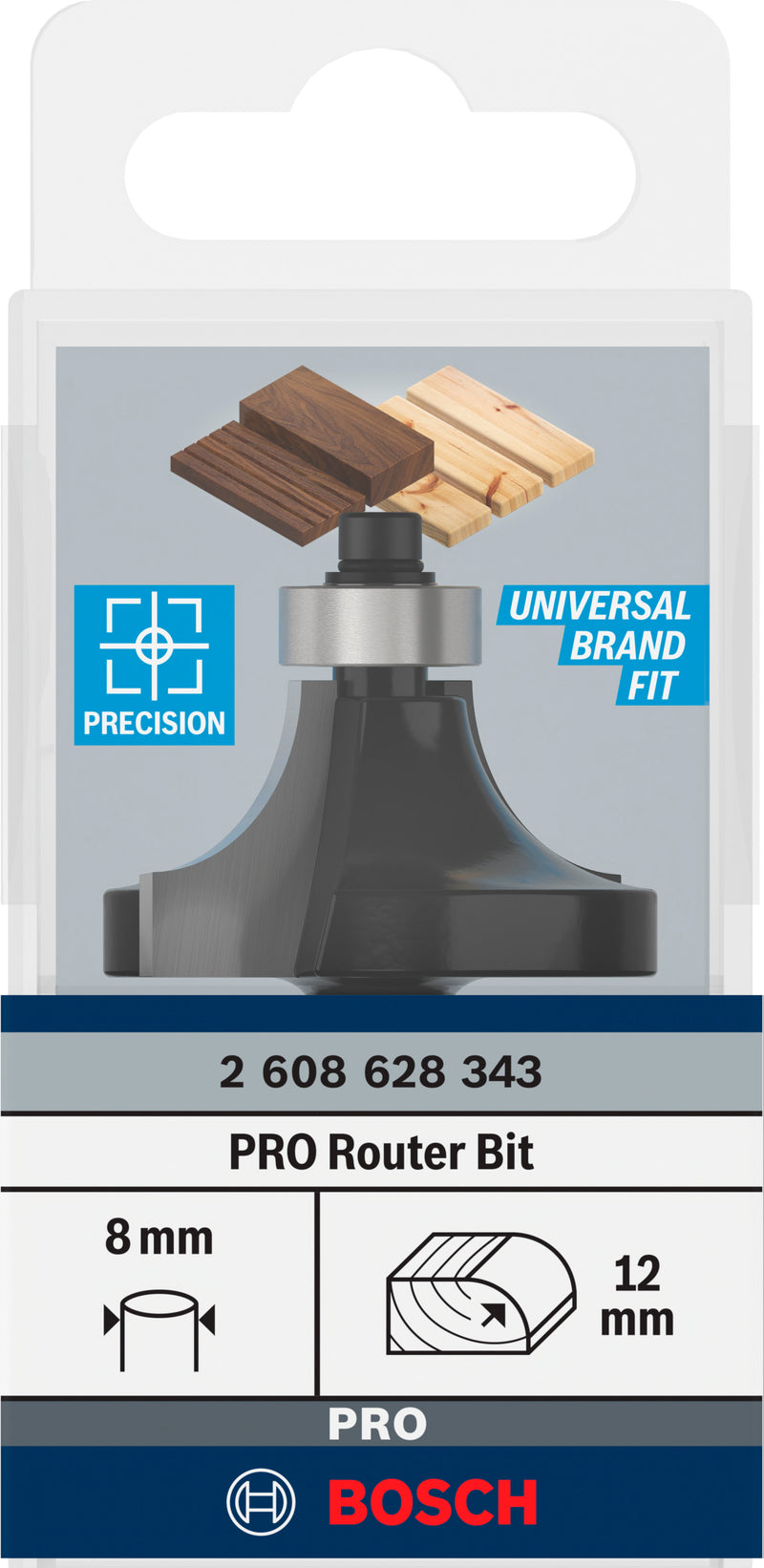 Bosch PRO router rounding cutter, R 12, 8 mm shank