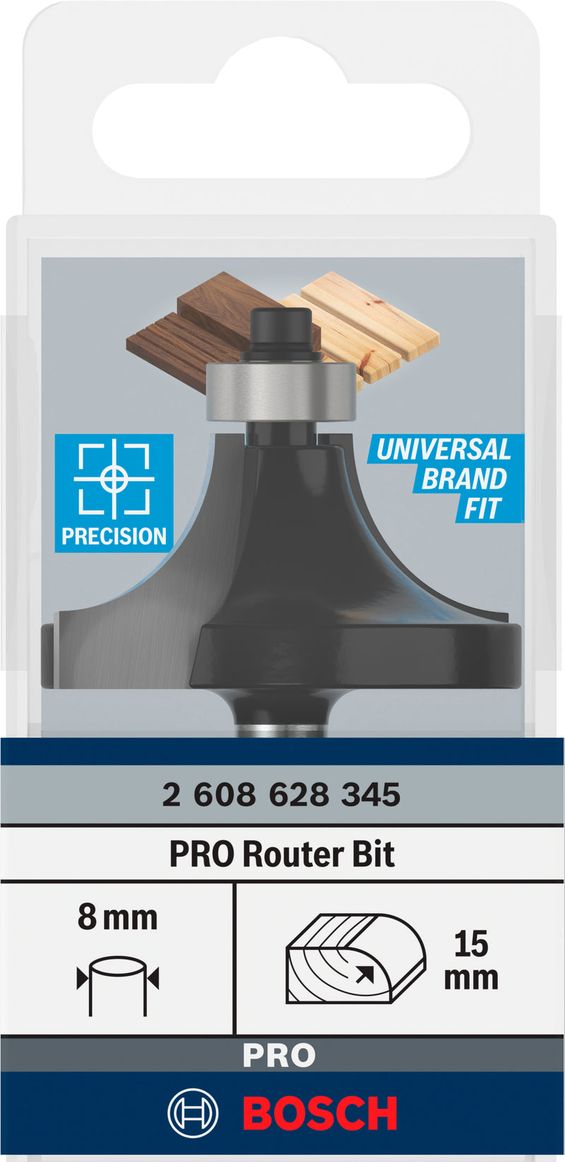 Bosch PRO router rounding cutter, R 15, 8 mm shank
