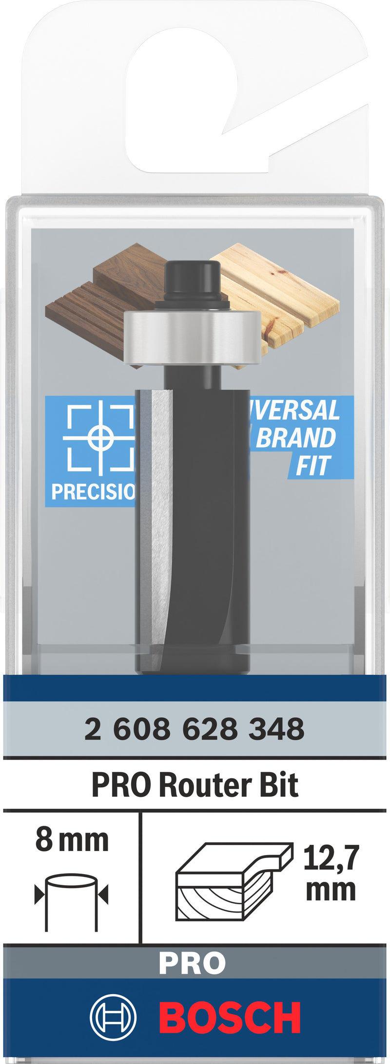 Bosch Alignment cutter with lower bearing for PRO router, Ø 12.7 x L 25.4, 8 mm shank