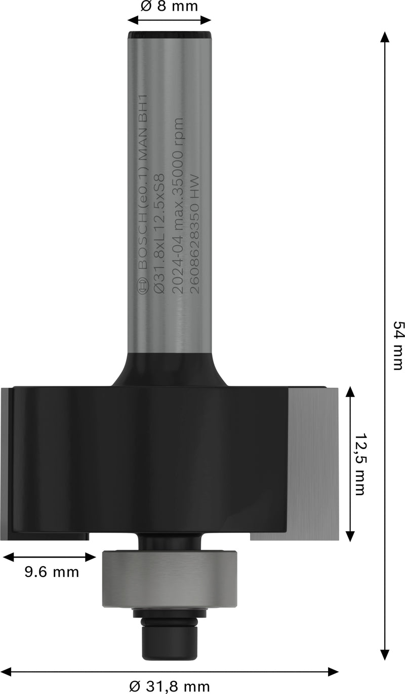 Bosch PRO router countersink, 9.6 mm, 8 mm shank