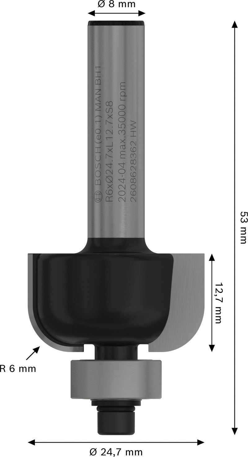 Bosch PRO pocket router, R 6, 8 mm shank