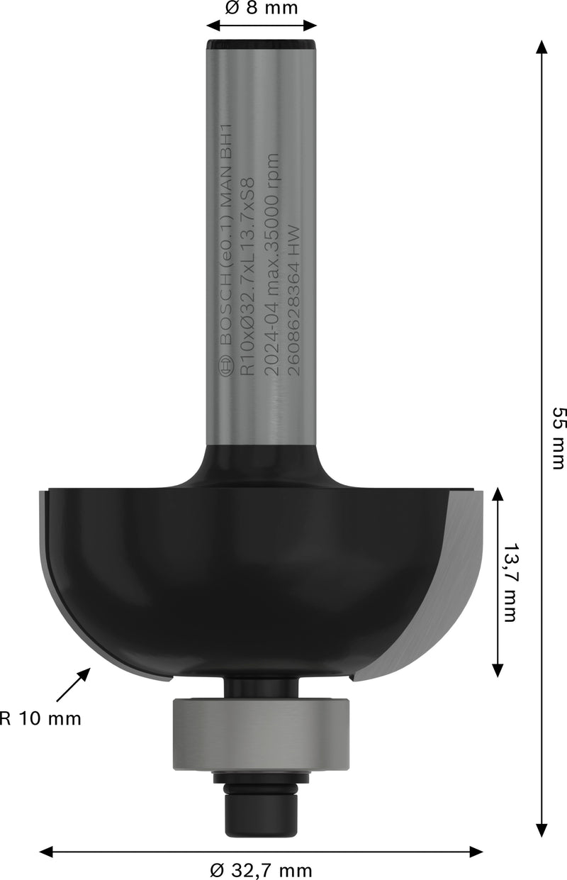 Bosch PRO pocket router, R 10, 8 mm shank