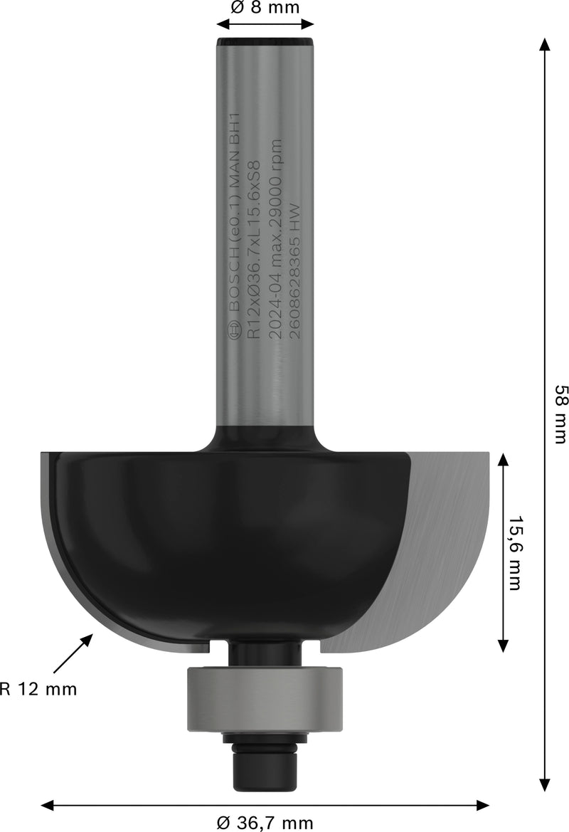 Bosch PRO pocket router, R 12, 8 mm shank