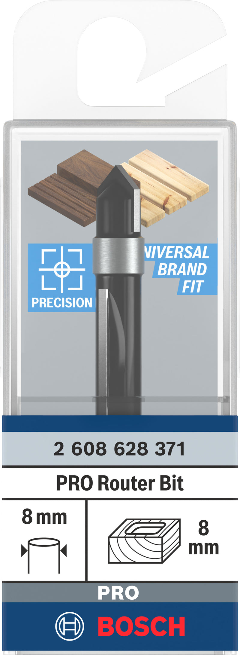 Bosch Router bit with pilot panel for PRO router, Ø 8 x L 18.6, 8 mm shank