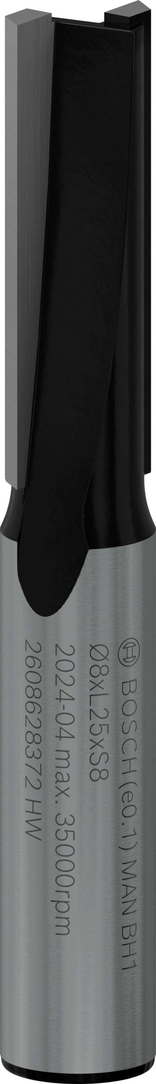 Fresa direita Bosch para fresa PRO, duas ranhuras, Ø 8 x L 25, haste de 8 mm