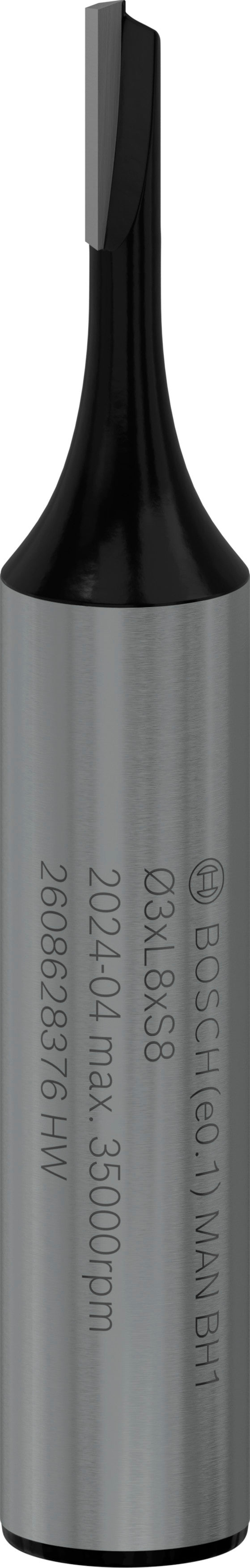 Fresa direita Bosch para fresa PRO, canal único, Ø 3 x L 8, haste de 8 mm