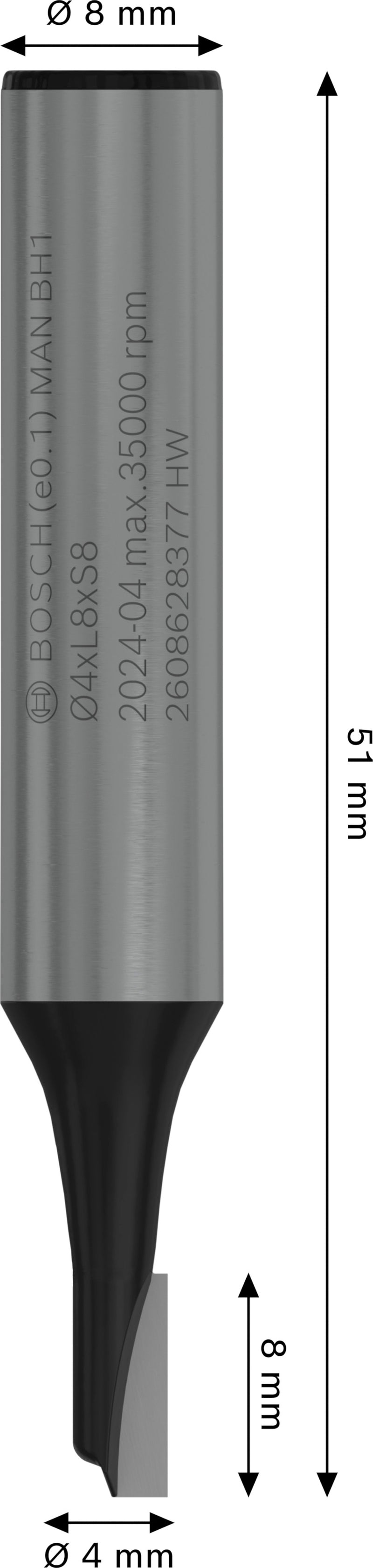 Broca reta Bosch PRO, canal único, Ø 4 x L 8, haste de 8 mm