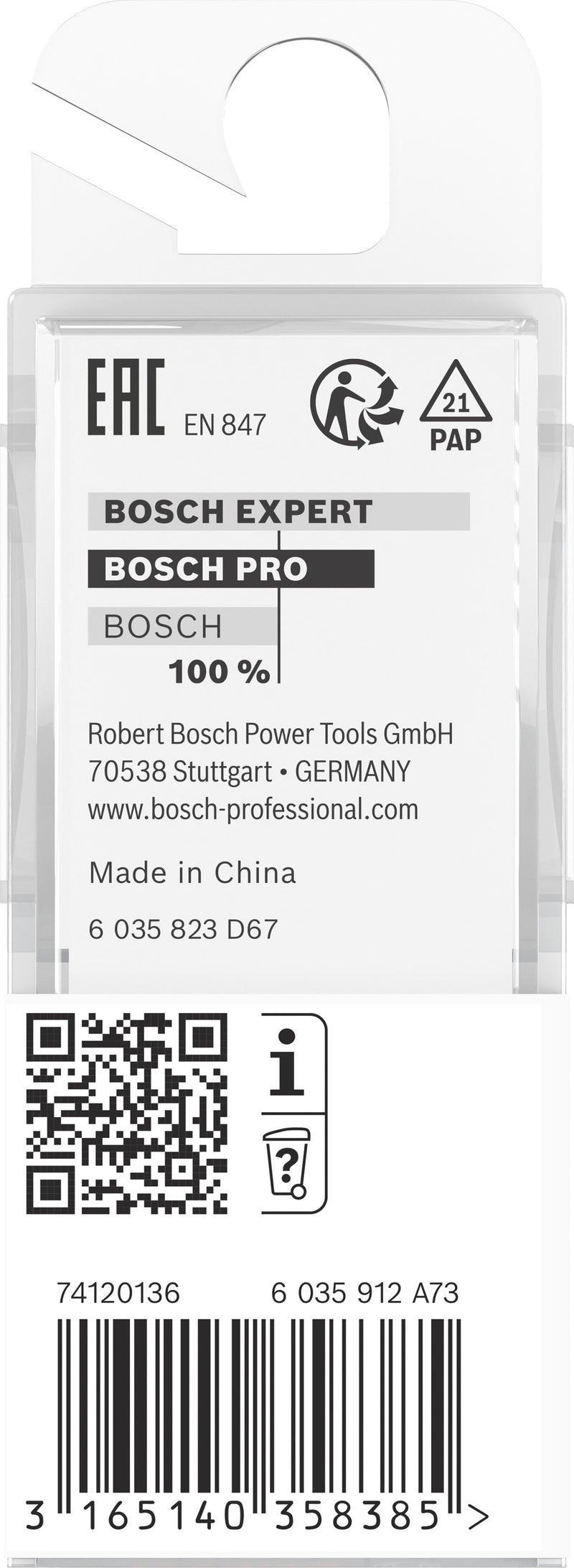 Broca reta Bosch PRO, canal único, Ø 4 x L 8, haste de 8 mm