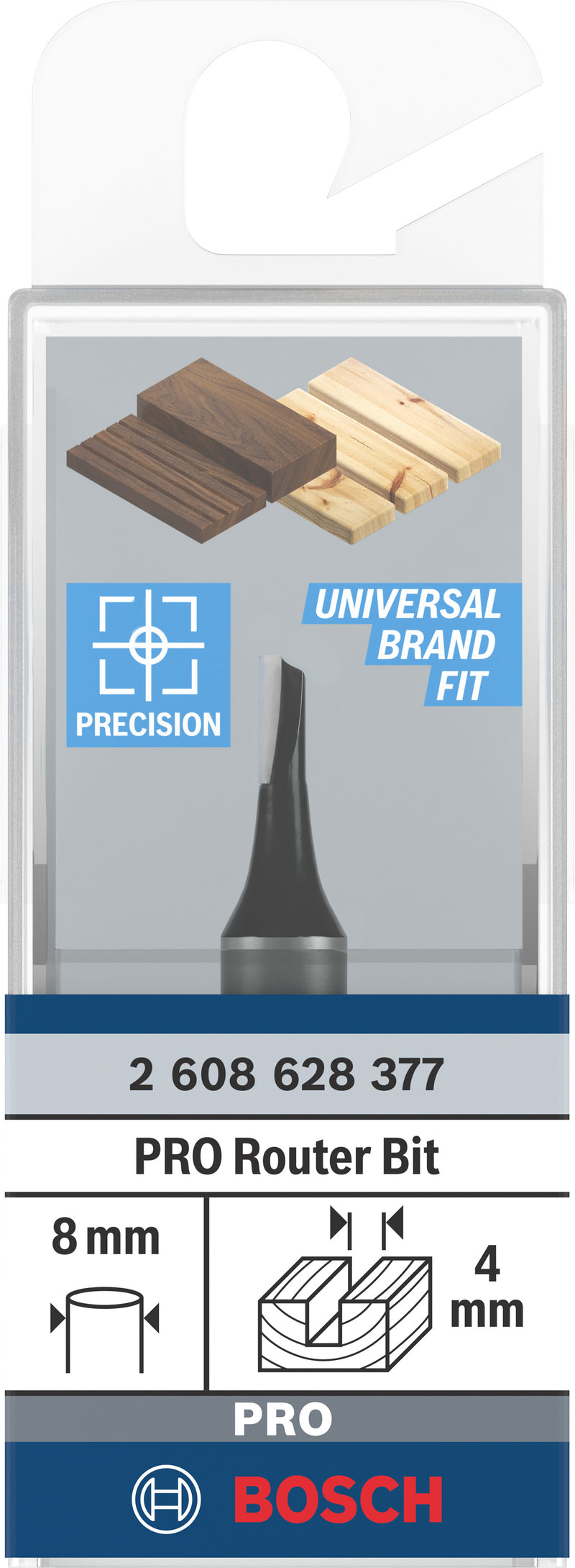 Broca reta Bosch PRO, canal único, Ø 4 x L 8, haste de 8 mm