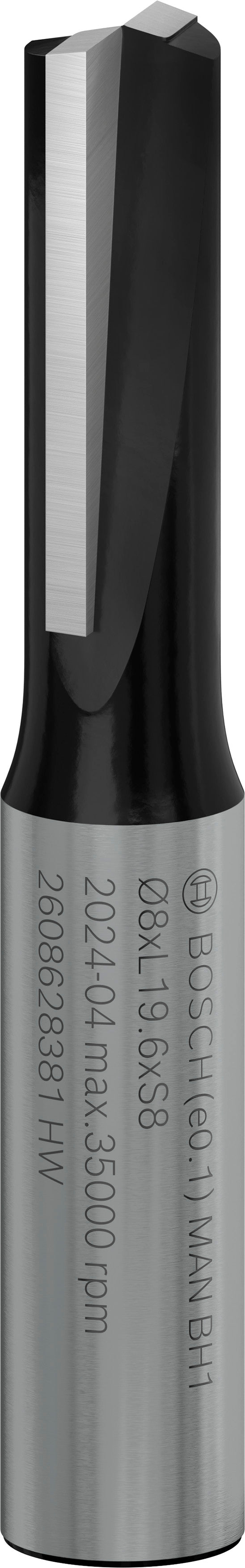 Fresa direita Bosch para fresa PRO, duas ranhuras, Ø 8 x L 19,6, haste de 8 mm