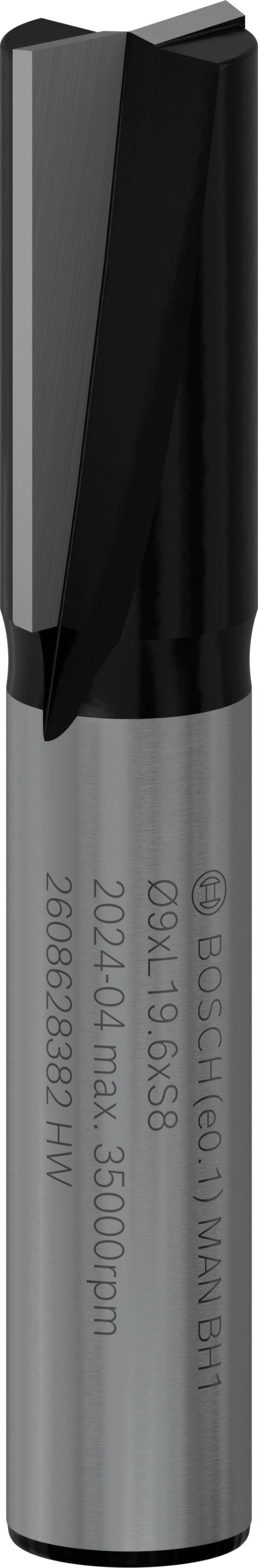 Fresa direita Bosch para fresa PRO, duas ranhuras, Ø 9 x L 19,6, haste de 8 mm