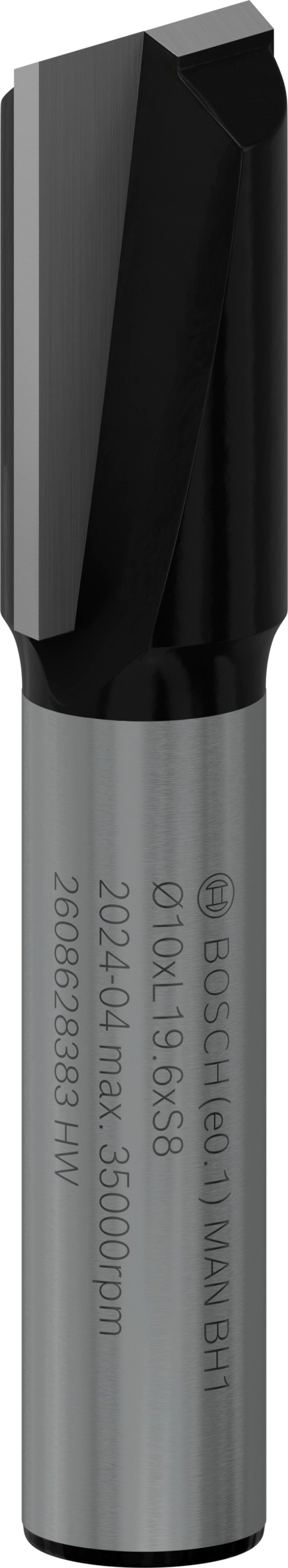 Bosch PRO straight router bit, two flutes, Ø 10 x L 19.6, 8 mm shank