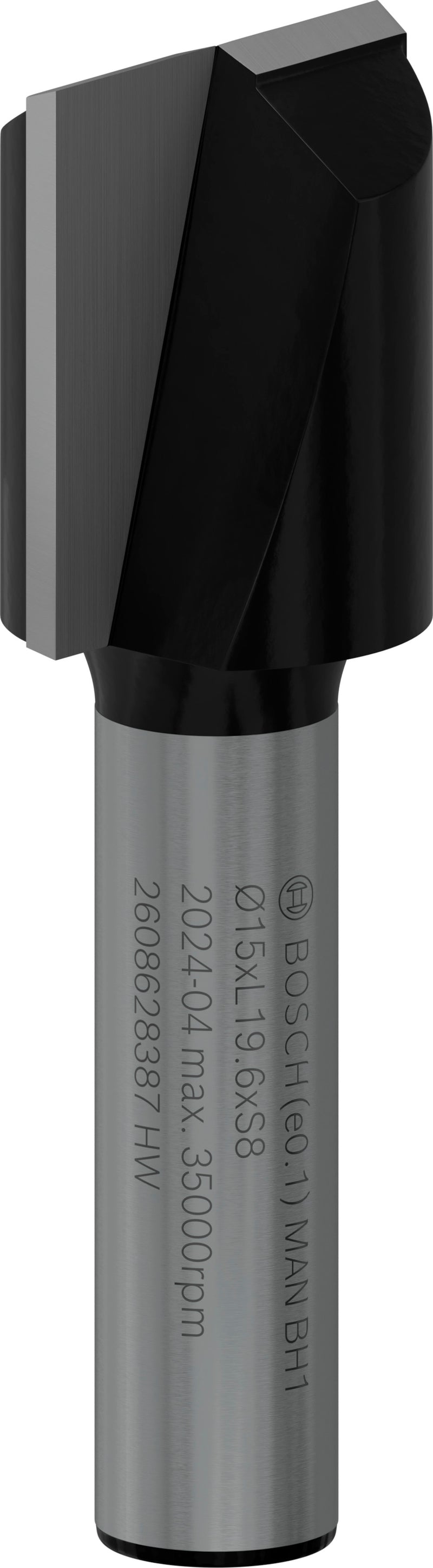 Fresa Bosch Right para fresa PRO, duas ranhuras, Ø 15 x L 19,6, haste de 8 mm