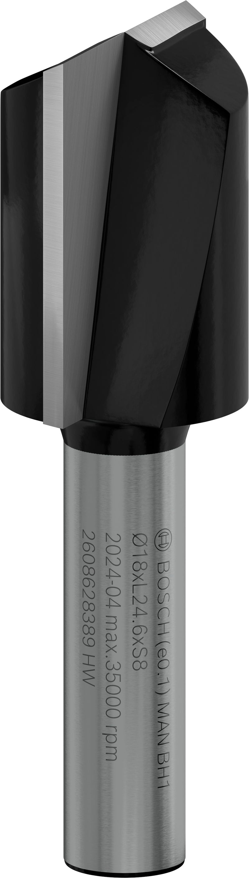 Fresa Bosch Right para fresa PRO, duas ranhuras, Ø 18 x L 24,6, haste de 8 mm