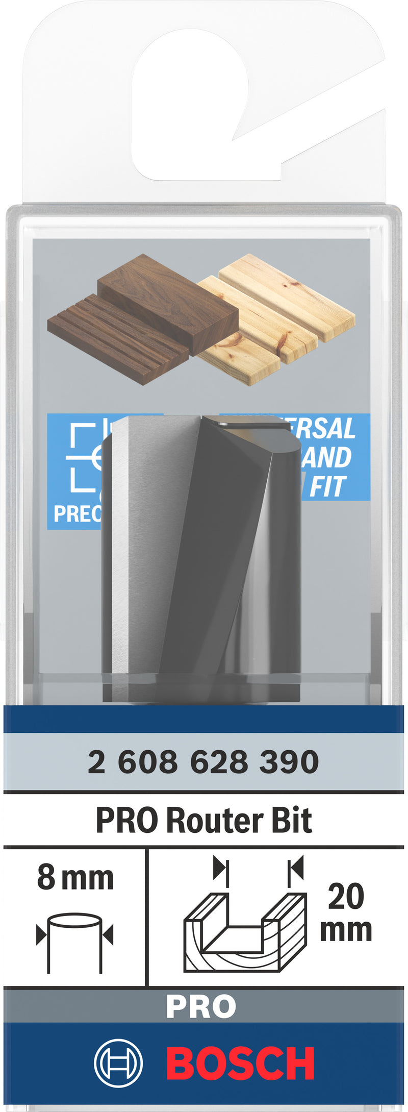 Bosch PRO Router Bit Straight, Two Flutes, Ø20