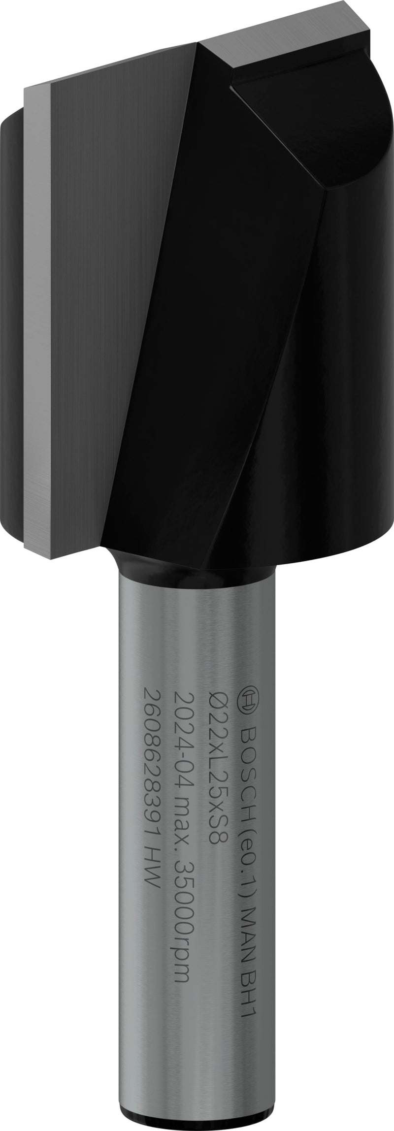 Fresa direita Bosch para fresa PRO, duas ranhuras, Ø 22 x L 24,6, haste de 8 mm