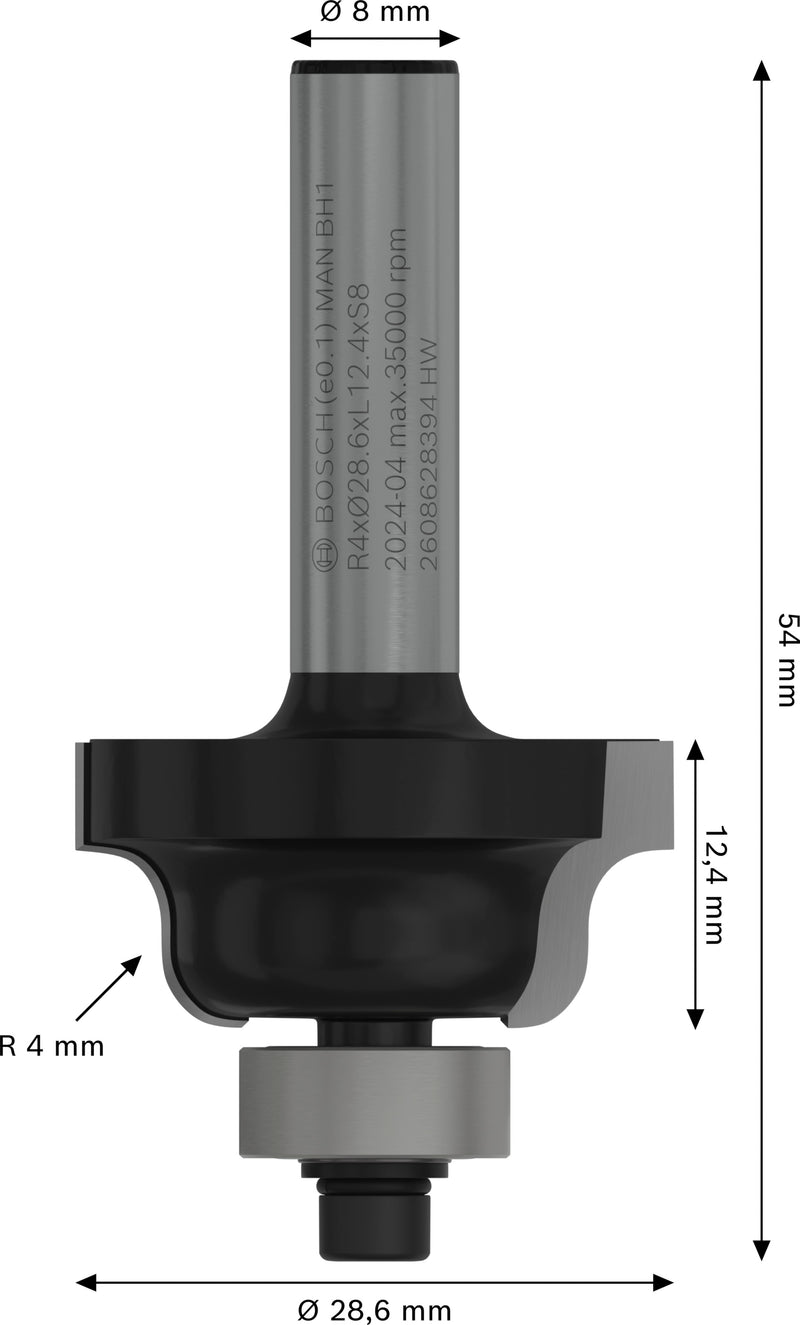 Bosch PRO router bead mill, R 4, 8 mm shank