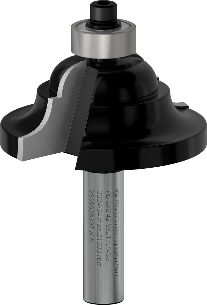 Bosch PRO router groove and flute milling cutter, R 6.3, 8 mm shank